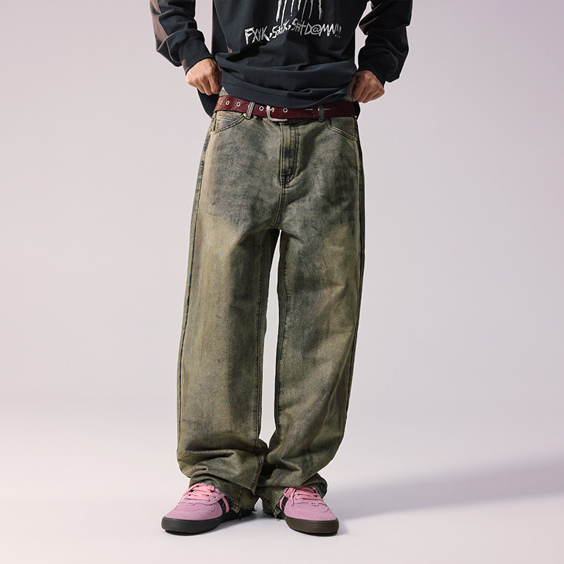 Remedy秋冬国潮水洗宽松直筒休闲裤美式复古潮牌阔腿牛仔裤男女,男装,牛仔裤,淘宝优惠券,粉丝福利购,淘宝优惠卷