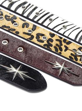Remedy国潮原创设计金属八芒星斑马纹豹纹真马毛皮带腰带男女潮牌
