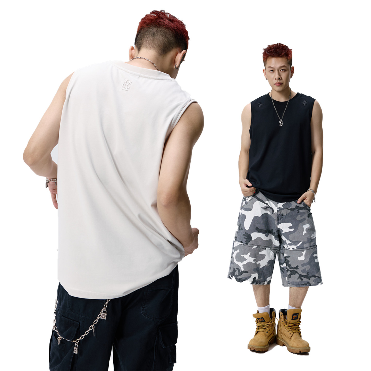 Remedy 美式复古星星刺绣无袖坎肩男女潮牌运动宽松休闲背心上衣