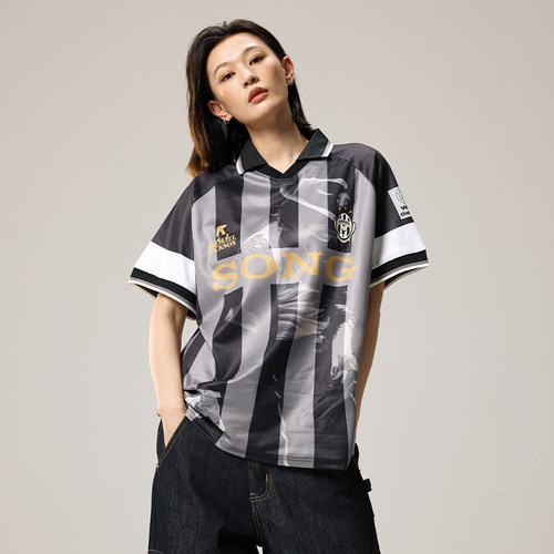 RemedyMJ尤文图斯足球服国潮宽松球衣潮牌夏季POLO短袖T恤男女