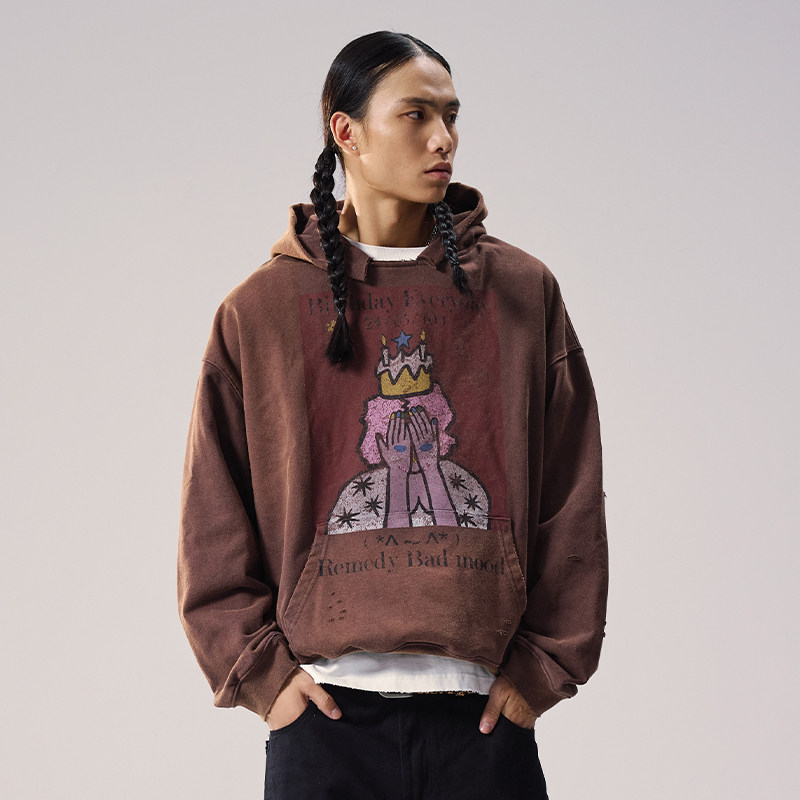 Remedy美式复古潮牌破洞外套秋季新款国潮水洗做旧连帽卫衣男女,男装,卫衣,淘宝优惠券,粉丝福利购,淘宝优惠卷