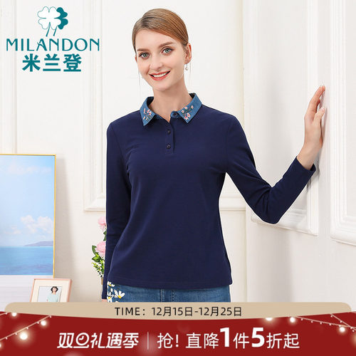 米兰登长袖休闲妈妈装T恤