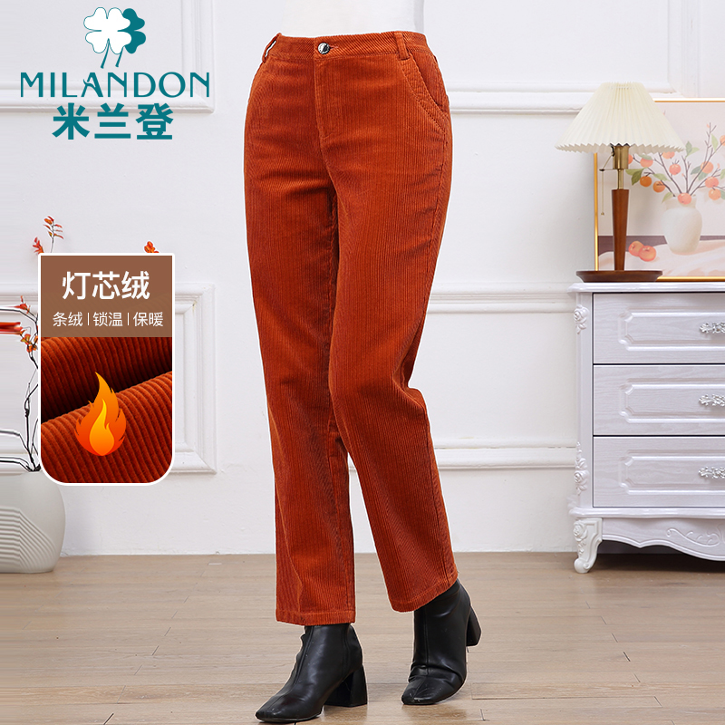 米兰登灯芯绒妈妈裤子保暖