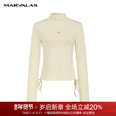 曼德诗设计感修身针织打底衫