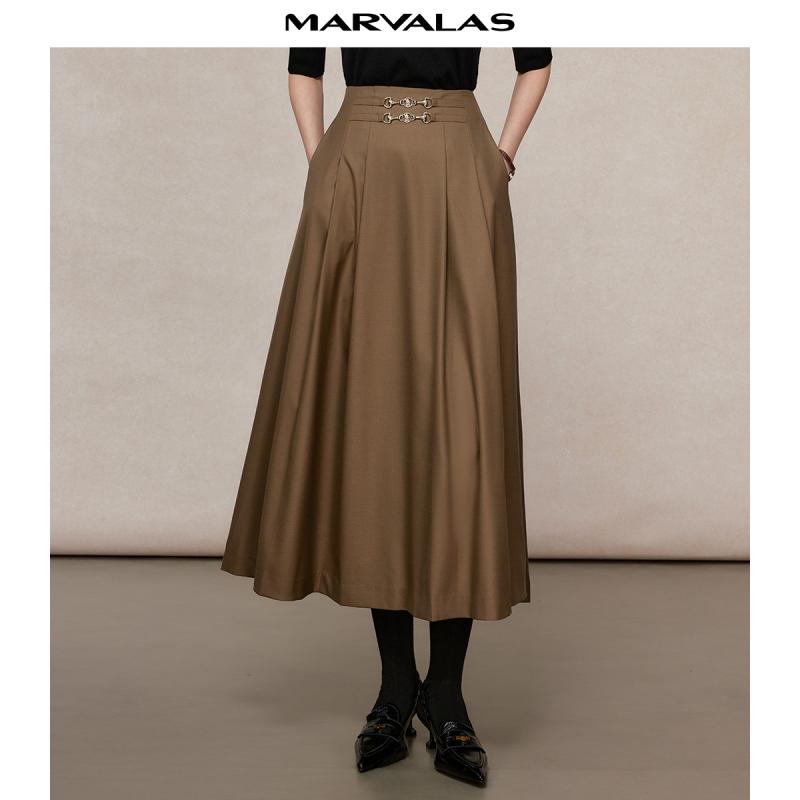 曼德诗A摆长裙通勤半身裙
