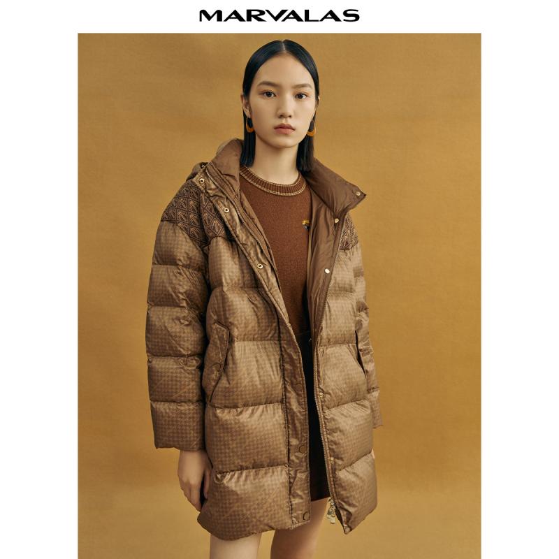 曼德诗羽绒服女2025冬季新款白鸭绒小众高级感时尚中长款加厚外套