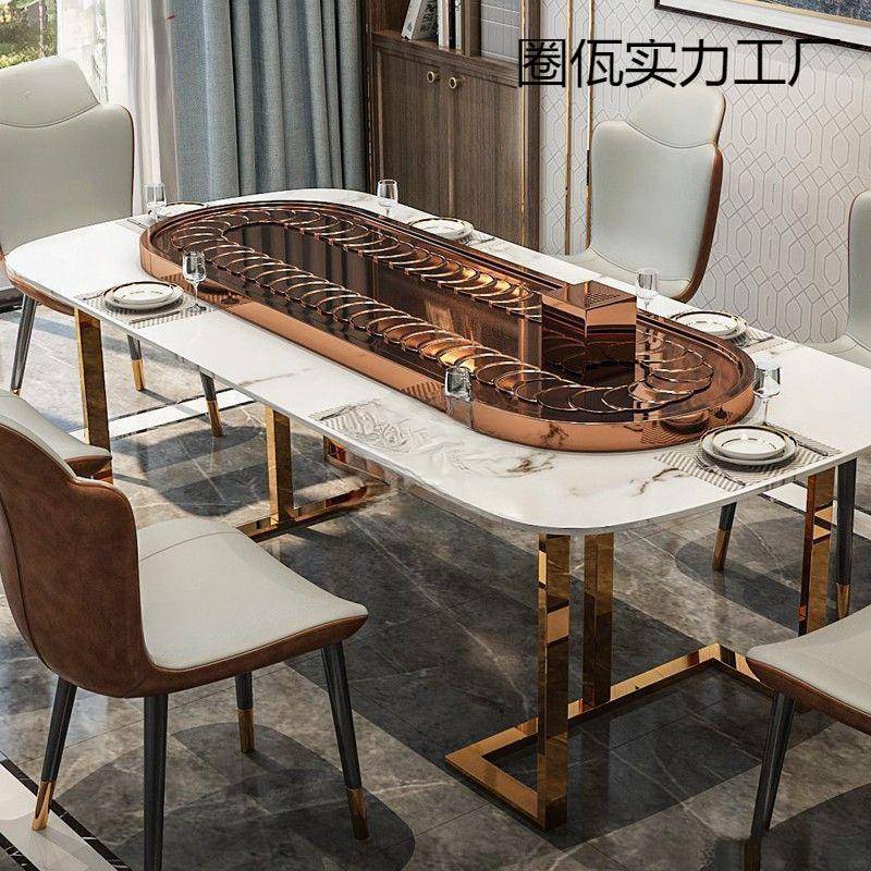 椭圆自动传菜转盘电动餐桌传送带长桌长条桌机芯家用异形