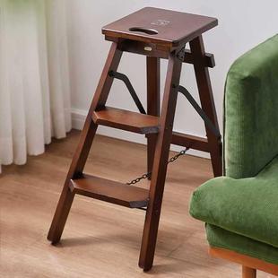 实木加厚家用台阶三步梯登高梯子凳子两用多功能折叠梯凳