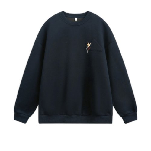 380g重磅圆领卫衣秋季新款趣味质感刺绣廓形宽松潮牌运动衫外套q