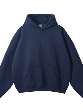 2025秋冬新款360克加厚休闲卫衣青少年美式潮牌纯色连帽男士卫衣