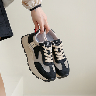 夏天鞋子女款透气配裙子的女鞋厚底显高不累脚小白鞋网面休闲板鞋