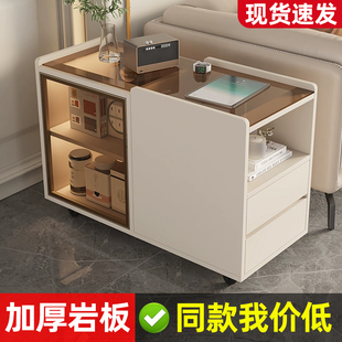 岩板玻璃沙发边柜轻奢客厅家用侧边柜角几现代简约可移动实木边几