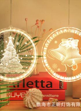 新款圣置诞节氛围装饰KAU雪花LE小彩灯克节房间D布道具亚力3D吸盘