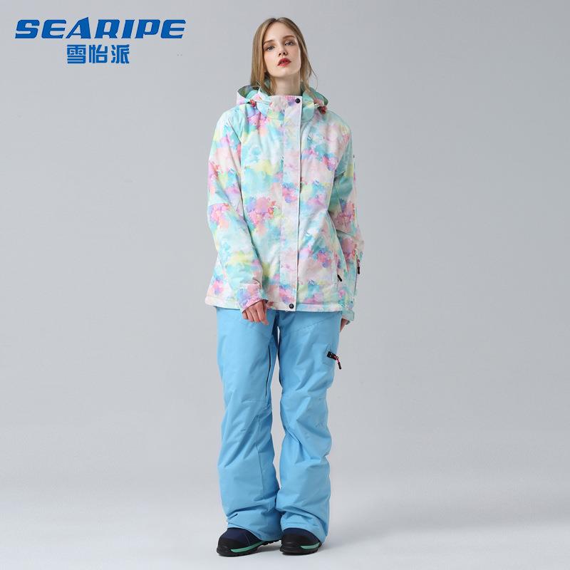 雪怡派新款双板单板滑雪服女套装韩国防水成人滑雪衣裤套装女士