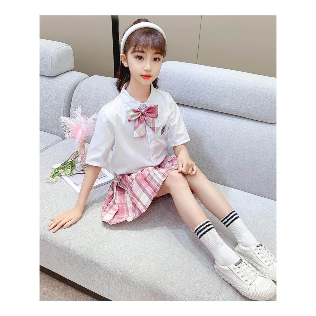 jk制服女童学院风套装夏裙小学生校服姐妹装演出服儿童裙子