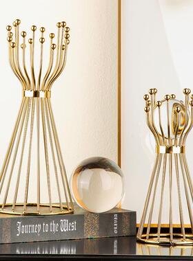 欧式轻奢水晶球高级感摆件创意家居客厅卧室金属水晶装饰品工艺品