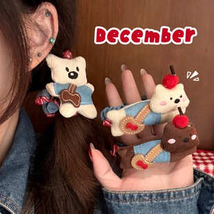 可爱小狗牛仔布花边发绳少女百搭装 饰头绳学生扎马尾发圈发饰批发