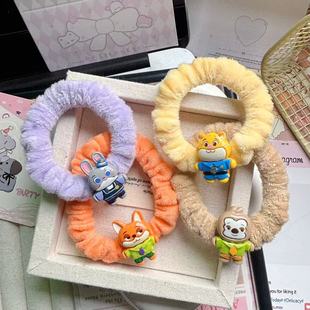 卡通疯狂动物城毛绒发圈朱迪尼克ins少女心发绳情侣闺蜜超萌发饰