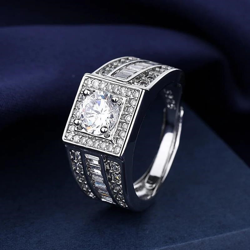 925 Sterling Silver Rings For Amen Shining crystal adjustabl