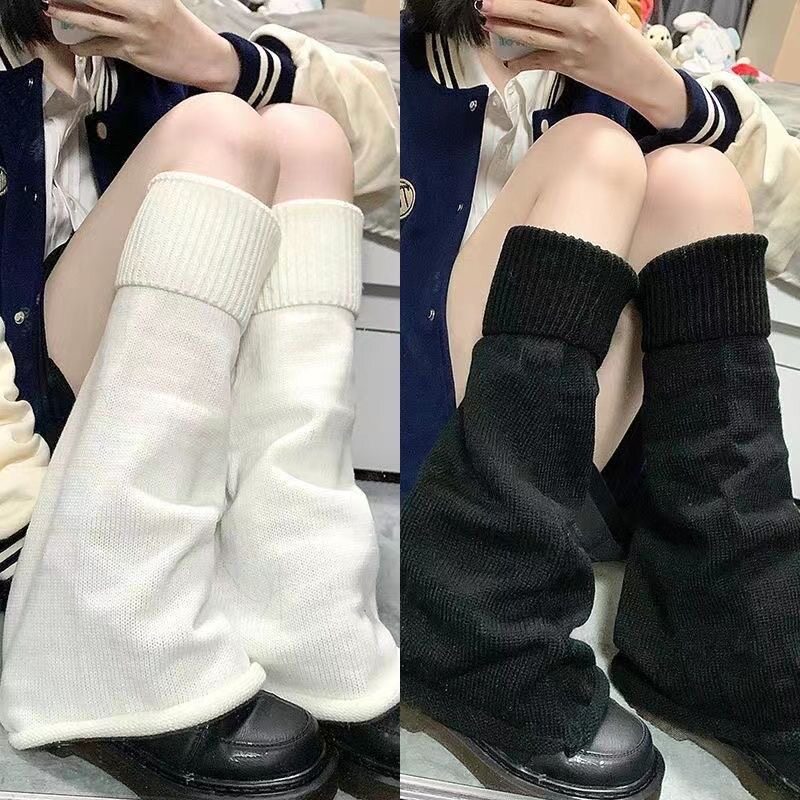 亚文化腿套秋冬针织千禧原宿小腿jk袜套堆堆袜中筒袜子喇叭阔腿女