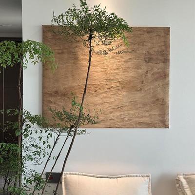 中古风仿树皮挂画客厅装饰画侘寂风餐厅壁画卧室床头复古挂画壁画
