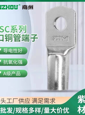 SC镀锡铜鼻子国标紫铜窥口压接线耳2.5/4/6/8/10平方冷压接线端子