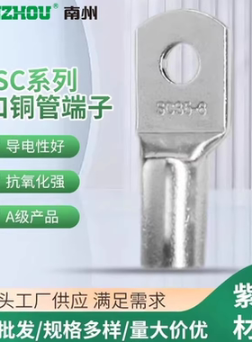 SC镀锡铜鼻子国标紫铜窥口压接线耳2.5/4/6/8/10平方冷压接线端子