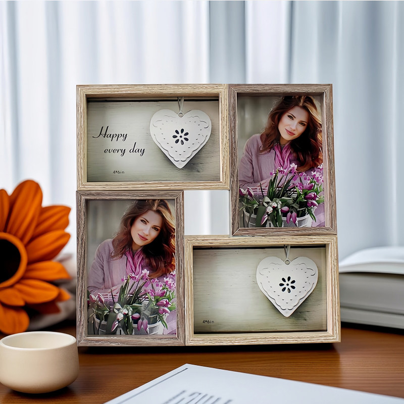 创意6寸照片相框四宫格美式风摆台挂墙双用连体相架家居装饰摆设,家居饰品,相框/画框,淘宝优惠券,粉丝福利购,淘宝优惠卷