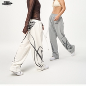 TRUEWORLD飞蛾卫裤 原创宽松纯棉显瘦潮牌堆叠街舞印花卫裤