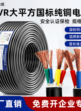 国标阻燃大功率电缆VVR10 16 25平方RVV户外建筑工业电力电线软铜