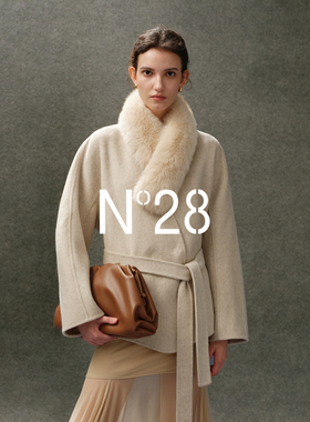N°28【千金风】毛领围脖毛呢大衣女秋冬新款系带收腰羊毛呢外套