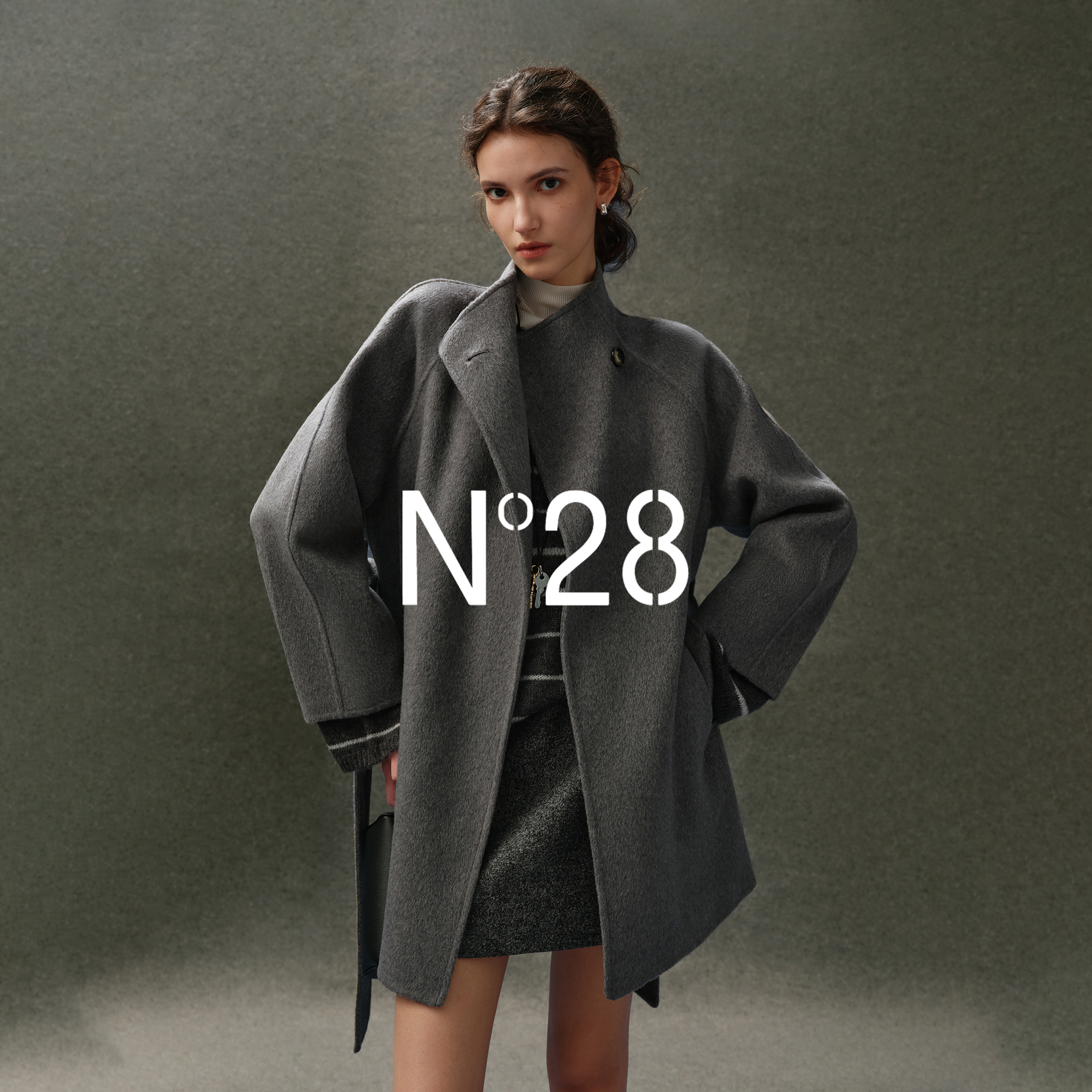 立领毛呢大衣女春秋冬