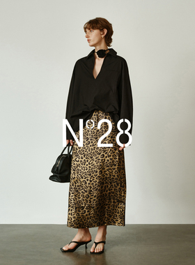 N°28复古豹纹直筒半身裙女秋季2025新款高腰显瘦气质时髦包臀裙