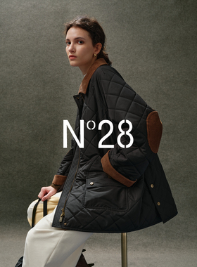 N°28100骆驼绒菱格纹棉服女撞色翻领秋冬高级感宽松复古棉衣外套