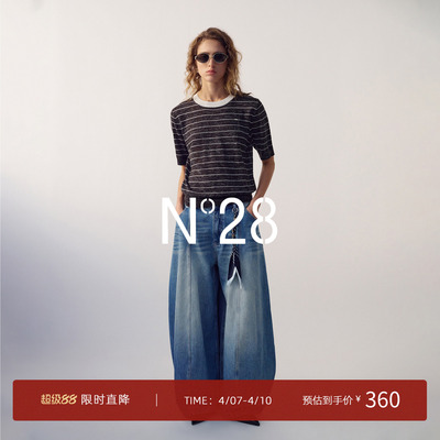 N°282026春季新款 水洗蓝色宽松廓形休闲弯刀阔腿气球牛仔裤