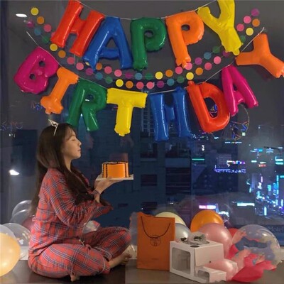 速发彩色字母蛋糕铝膜 球气HY BIRTHD道生日布置 具派对装扮