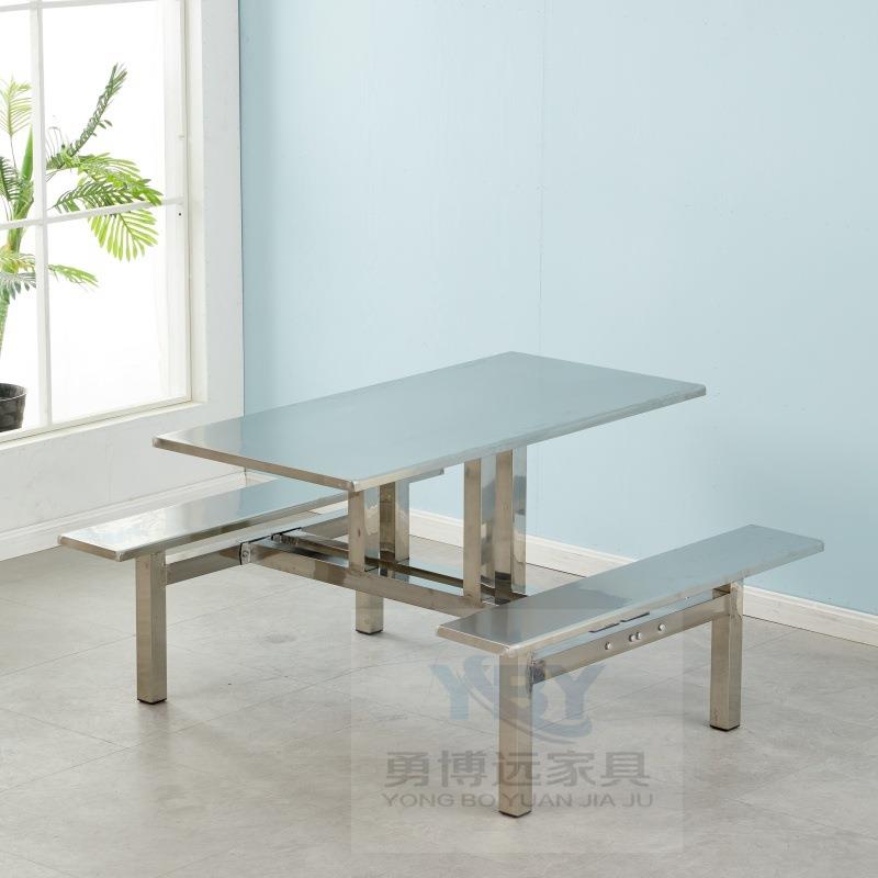 学校学生员工工厂工地超市饭堂连体4人不锈钢食堂餐桌椅户外桌椅
