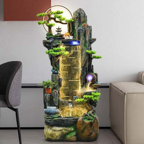 山流水假生财摆件客厅加湿器装饰缸喷泉品风水轮阳台鱼造TYC景水