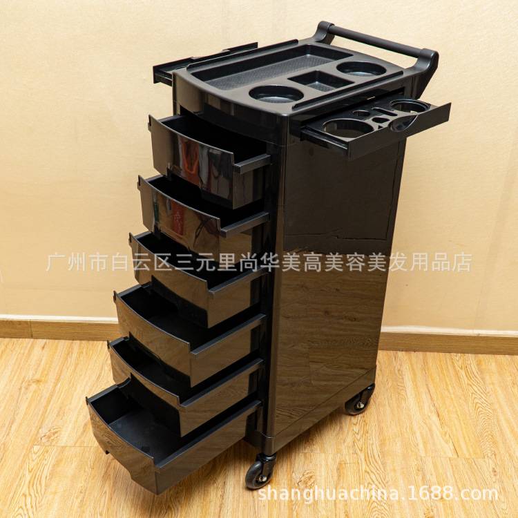 新款复古美发车发廊工具小推车理发店烫染发型师加固专用手推杠车