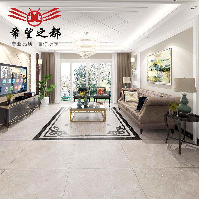 希望之都柔光砖通体大理石瓷砖800x800灰白色客厅地砖简约地板砖