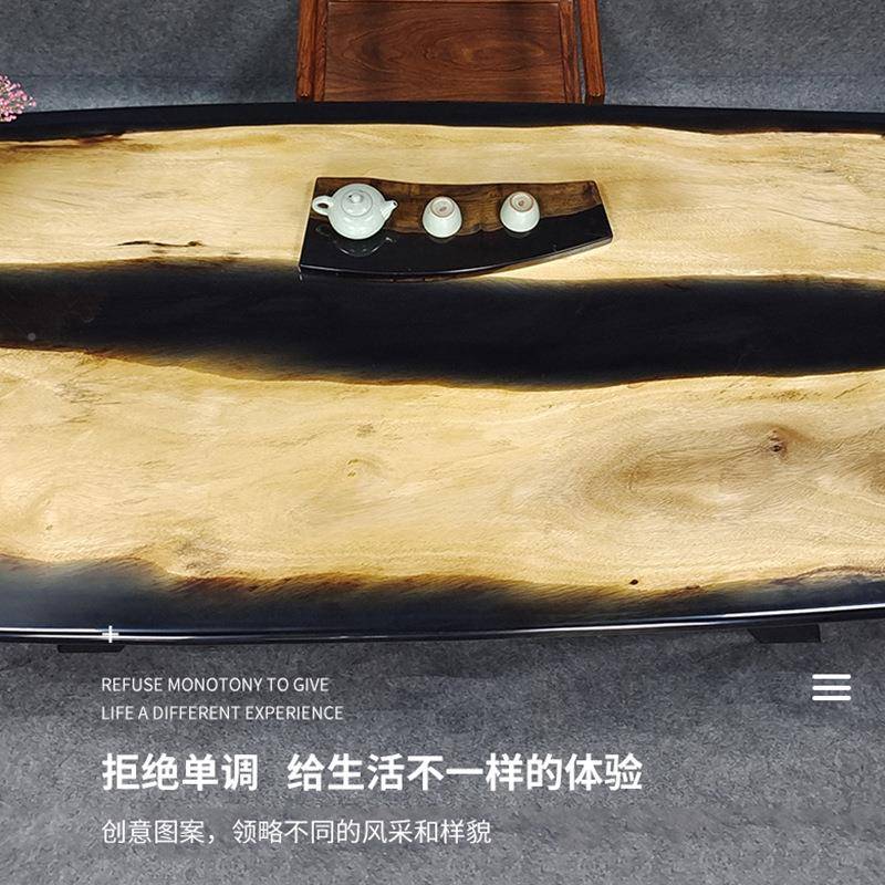现代简约艺设术用计河流树脂桌家客厅会客公茶办几河流桌跨JHK境