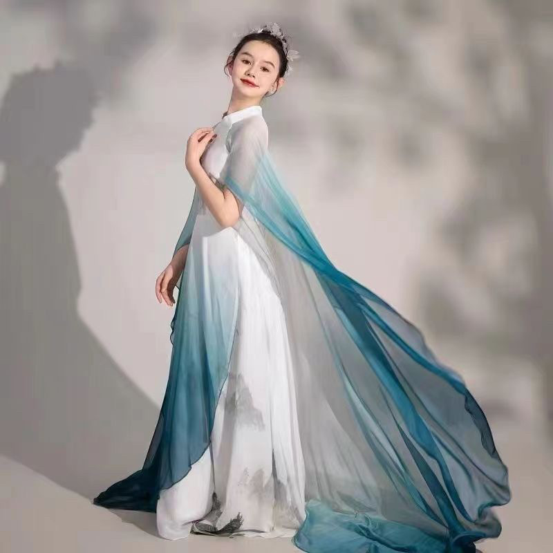 女童古筝演出服2025新款中国风山水画飘逸长裙儿童民乐演奏礼服,童装/婴儿装/亲子装,儿童演出服,淘宝优惠券,粉丝福利购,淘宝优惠卷