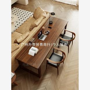 C窓南美胡桃木靠沙发书桌实木双人电脑桌家用学习桌办公桌写字工