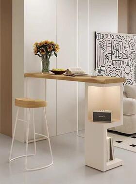 奶油实木吧台桌客厅转角风PXM柜处隔断小台阳台民宿靠墙创意吧高