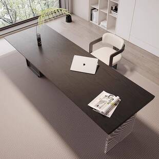 力书房实木书桌电脑桌带屉板办公室黑抽色原老HRE木办公桌亚克工