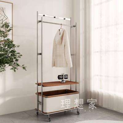 中实木不锈钢挂衣架架tb-71928可移动落地衣帽小古户型多功能卧室
