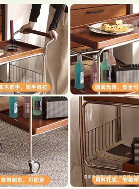 可移动茶JPQ小推车网红中古沙发边几式复古日茶实木几客厅边柜几