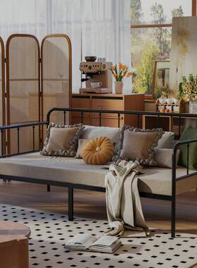 欧式铁铁艺沙发床人小户OYV客厅书房午睡简约型现代艺沙单发铁架