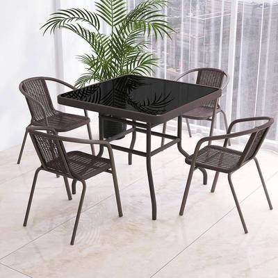 户外桌椅闲台露天椅塑料公凳子藤YLS编椅休椅办餐椅宿舍椅防阳水