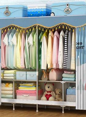 折叠衣柜挂家简易布衣柜纳免M3p8CEE9安装钢用管加粗组装布艺收全